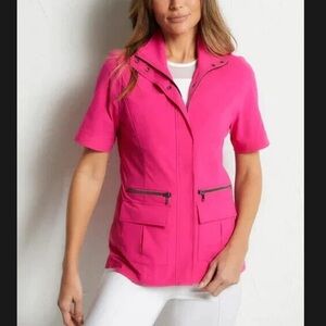 Anatomie Elizabeth Short Sleeve Full Zip Fuchsia Travel Jacket Women’s Sz XS